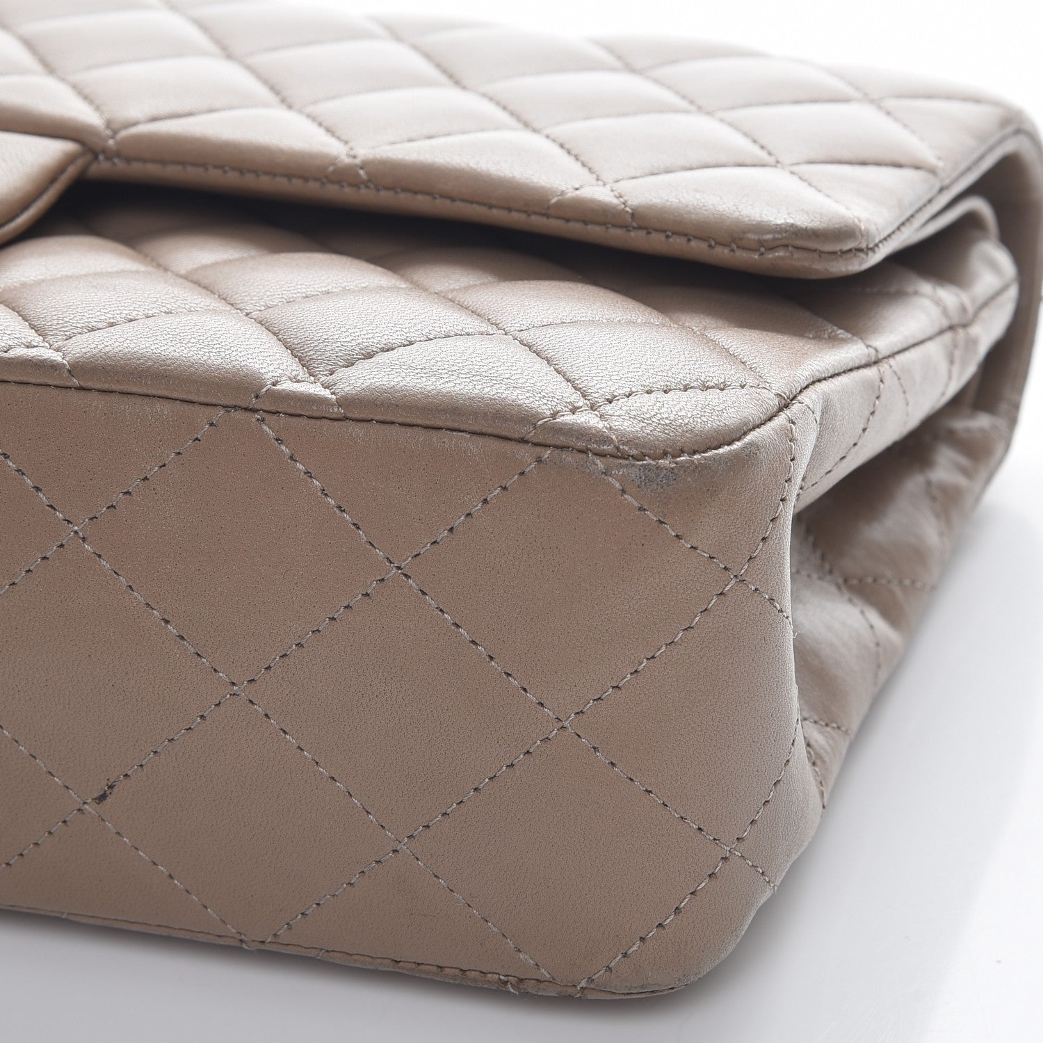 Chanel Lambskin Quilted Medium Double Flap Beige 12 of 14