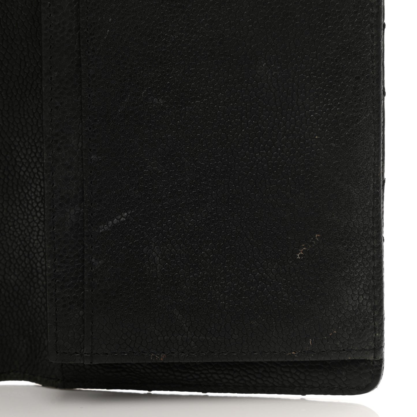 Distressed Caviar Stitched Outdoor Yen Wallet Black