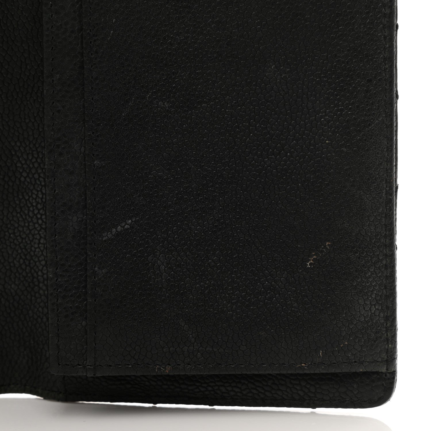 Chanel Distressed Caviar Stitched Outdoor Yen Wallet Black 7 of 7