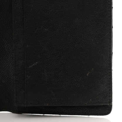 Chanel Distressed Caviar Stitched Outdoor Yen Wallet Black 7 of 7