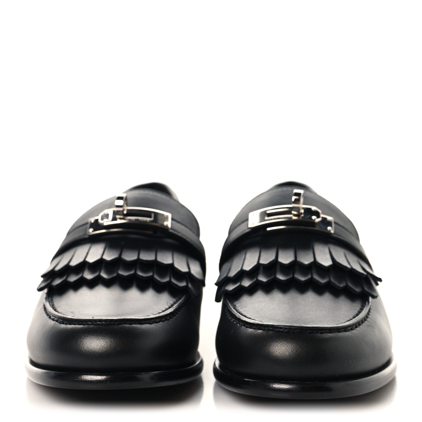 Fringed Calfskin Womens Destin Loafer 37 Black