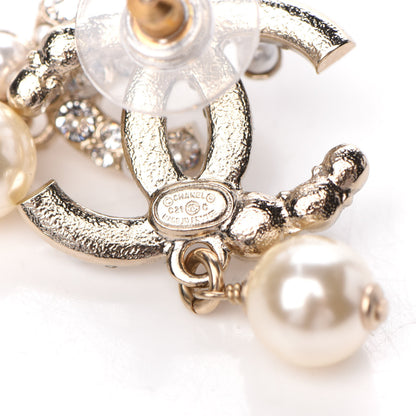 Chanel Crystal Pearl CC Drop Earrings Gold 4 of 5