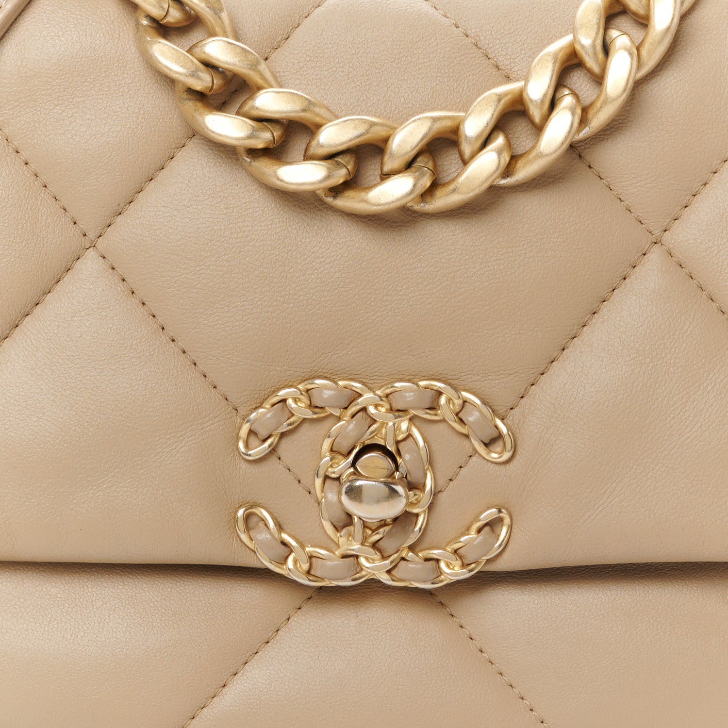 Chanel Lambskin Quilted Medium Chanel 19 Flap Dark Beige 8 of 10