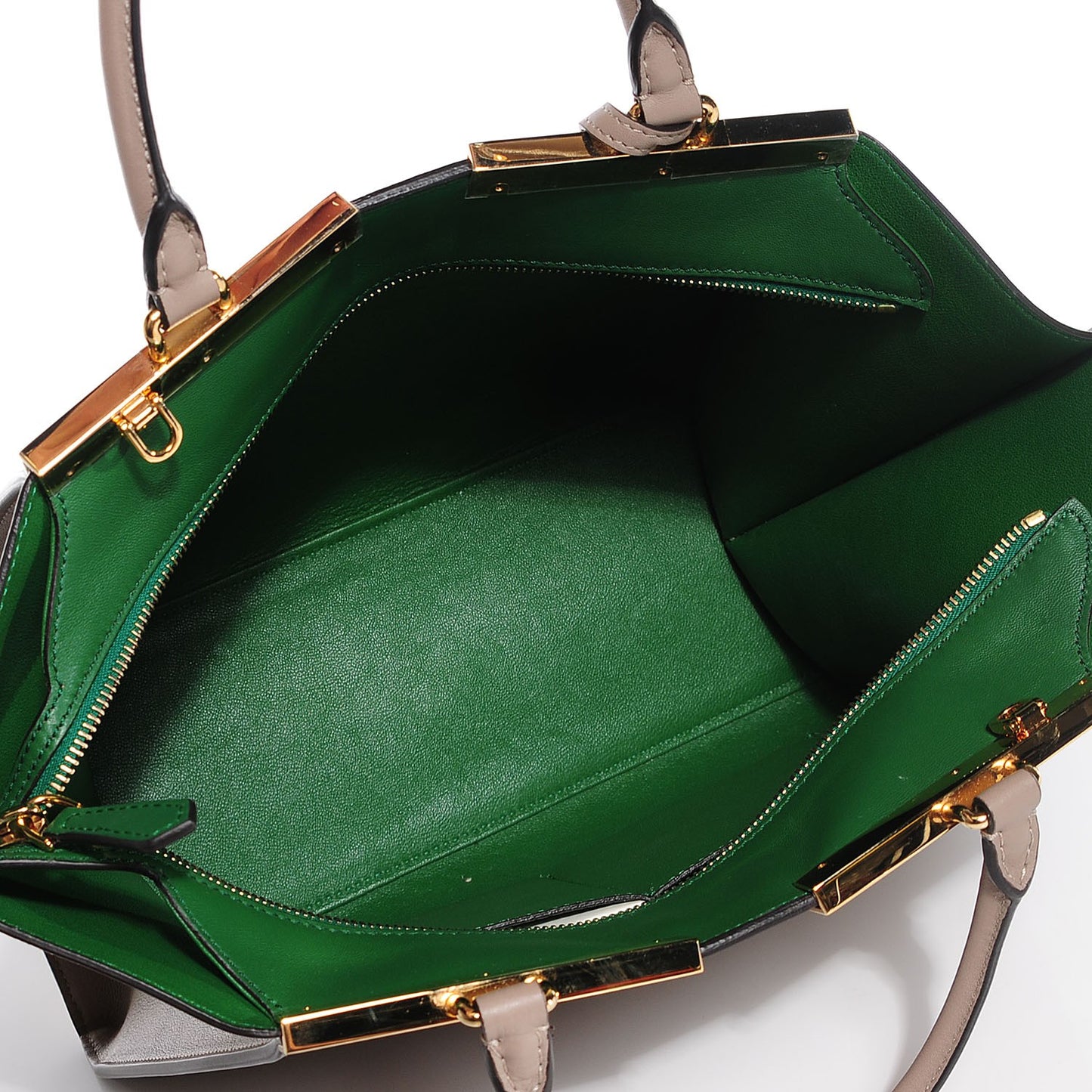 Vitello Dolce Shiny Nappa Petite 3Jours Tote Tortora Emerald