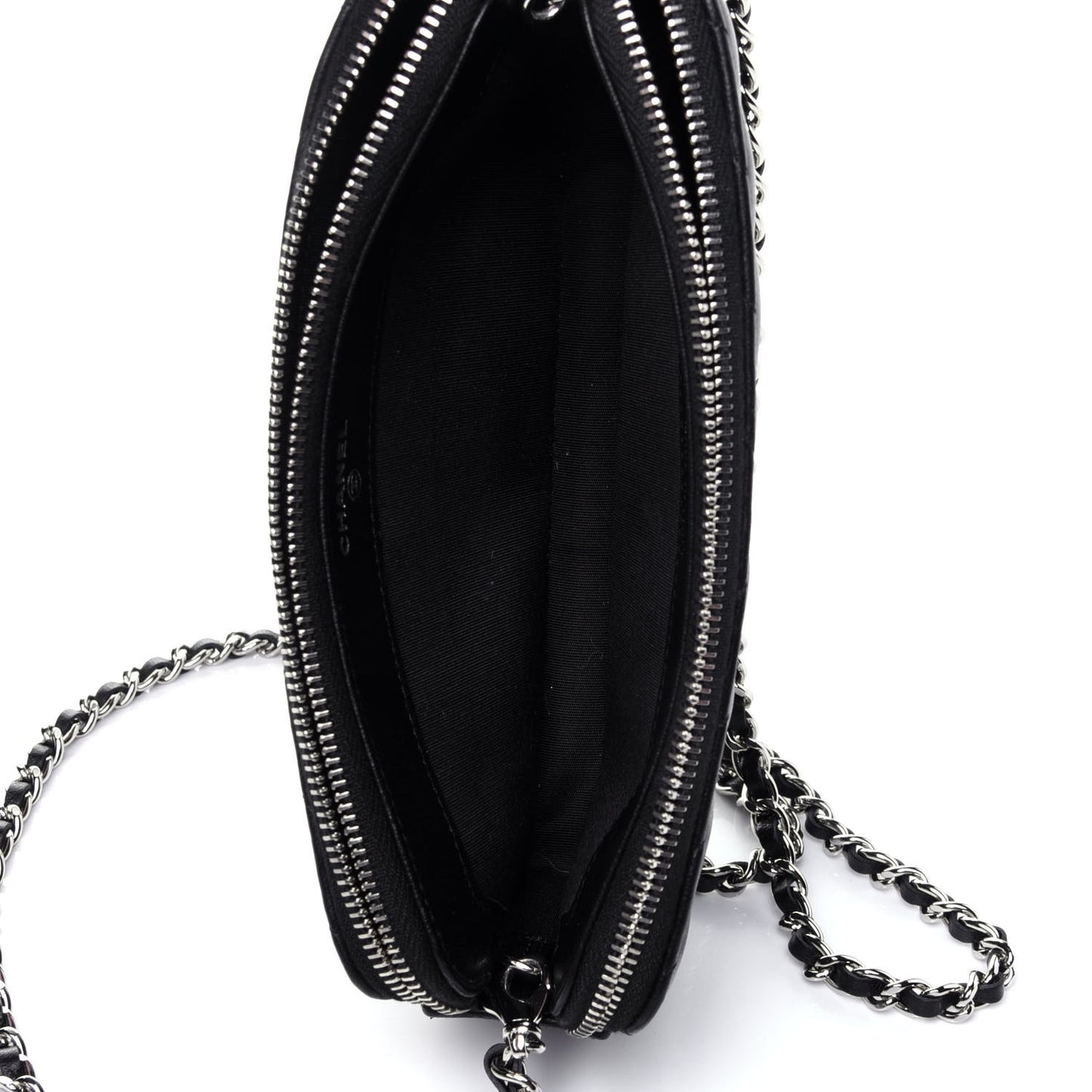 Lambskin Chevron Quilted Studded Small Clutch With Chain Black