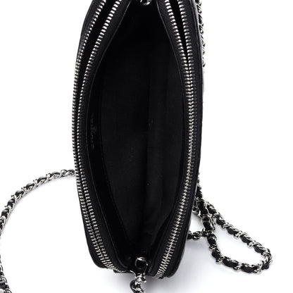 Chanel Lambskin Chevron Quilted Studded Small Clutch With Chain Black 4 of 4