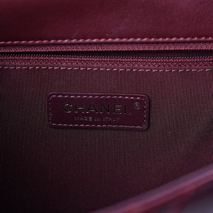 Chanel Calfskin Quilted Medium Gold Bar Top Handle Flap Burgundy 6 of 12