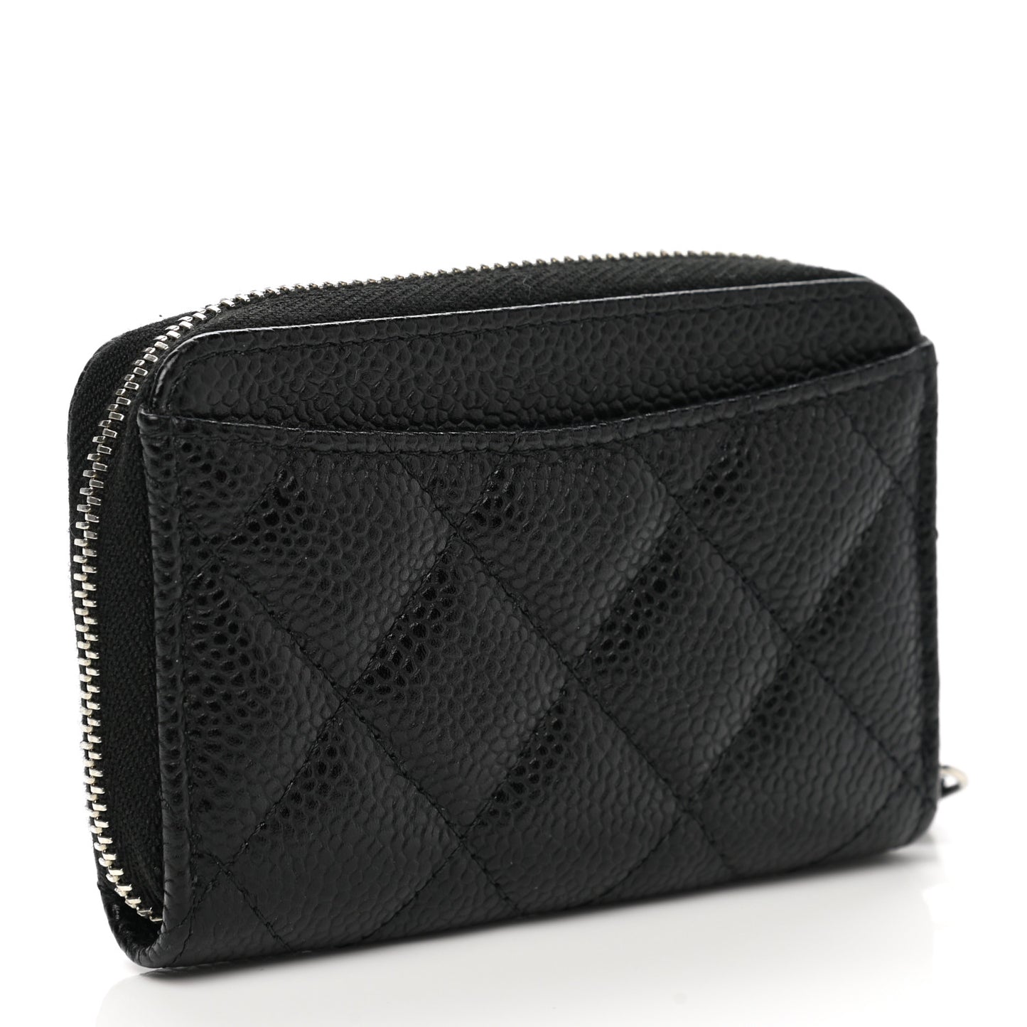 Caviar Quilted Zip Coin Purse Black