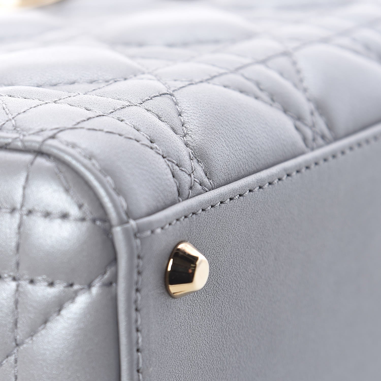 Christian Dior Metallic Lambskin Cannage Mini Lady Dior Grey 12 of 19