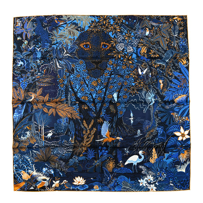 Hermes Silk Wild Singapore Scarf 90 Bleu Roy Gold Marine 1 of 6