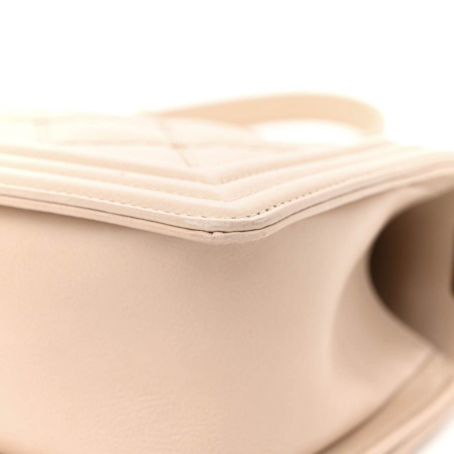 Calfskin Double Stitch Medium Boy Flap Beige