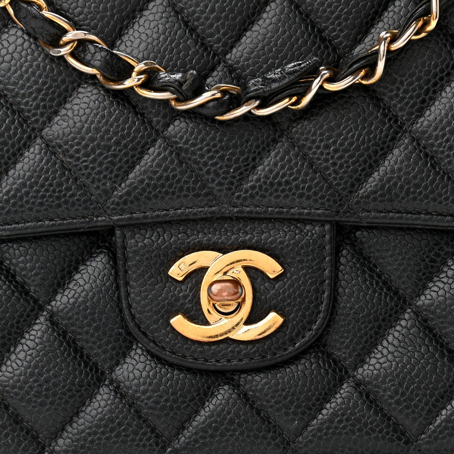 Caviar Quilted Medium Double Flap Black