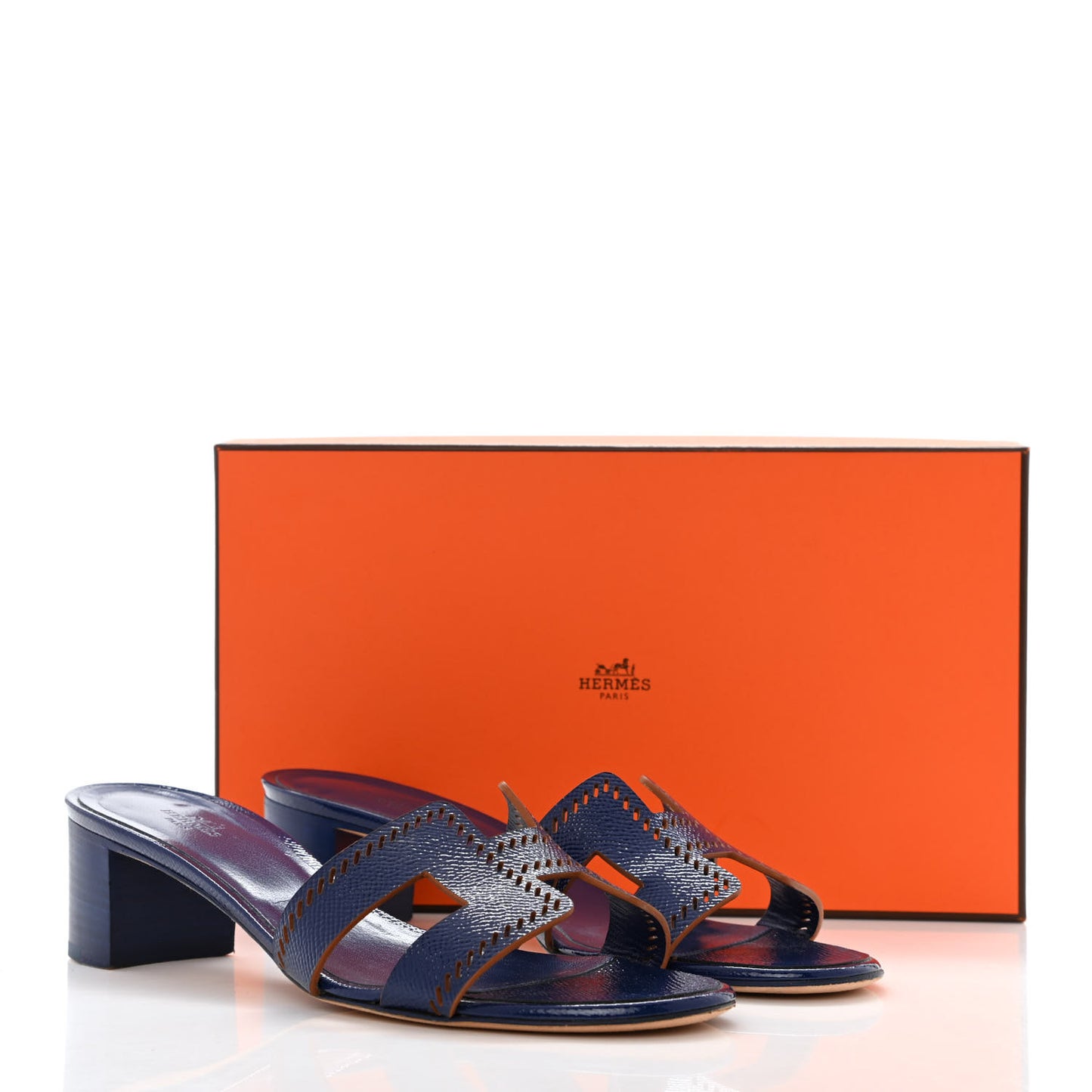 Patent Epsom Oasis Sandals 38.5 Bleu Saphir