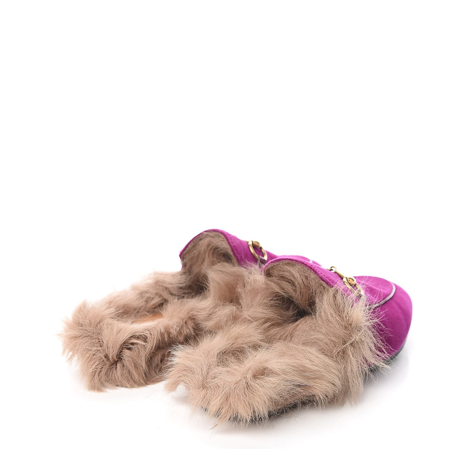 Velvet Fur Womens Princetown Slippers 35 Fucsia Violet Cyclamen Natural