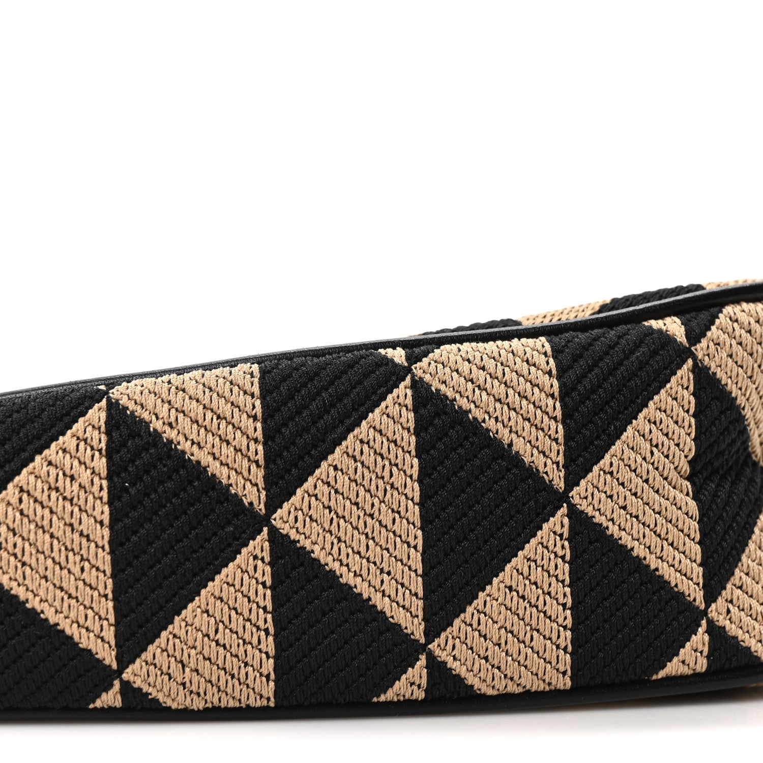 Prada Jacquard Calfskin Triangolo Symbole Embroidered Mini Triangle Double Bag Black Corda 9 of 16