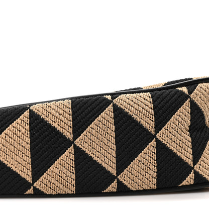 Prada Jacquard Calfskin Triangolo Symbole Embroidered Mini Triangle Double Bag Black Corda 9 of 16