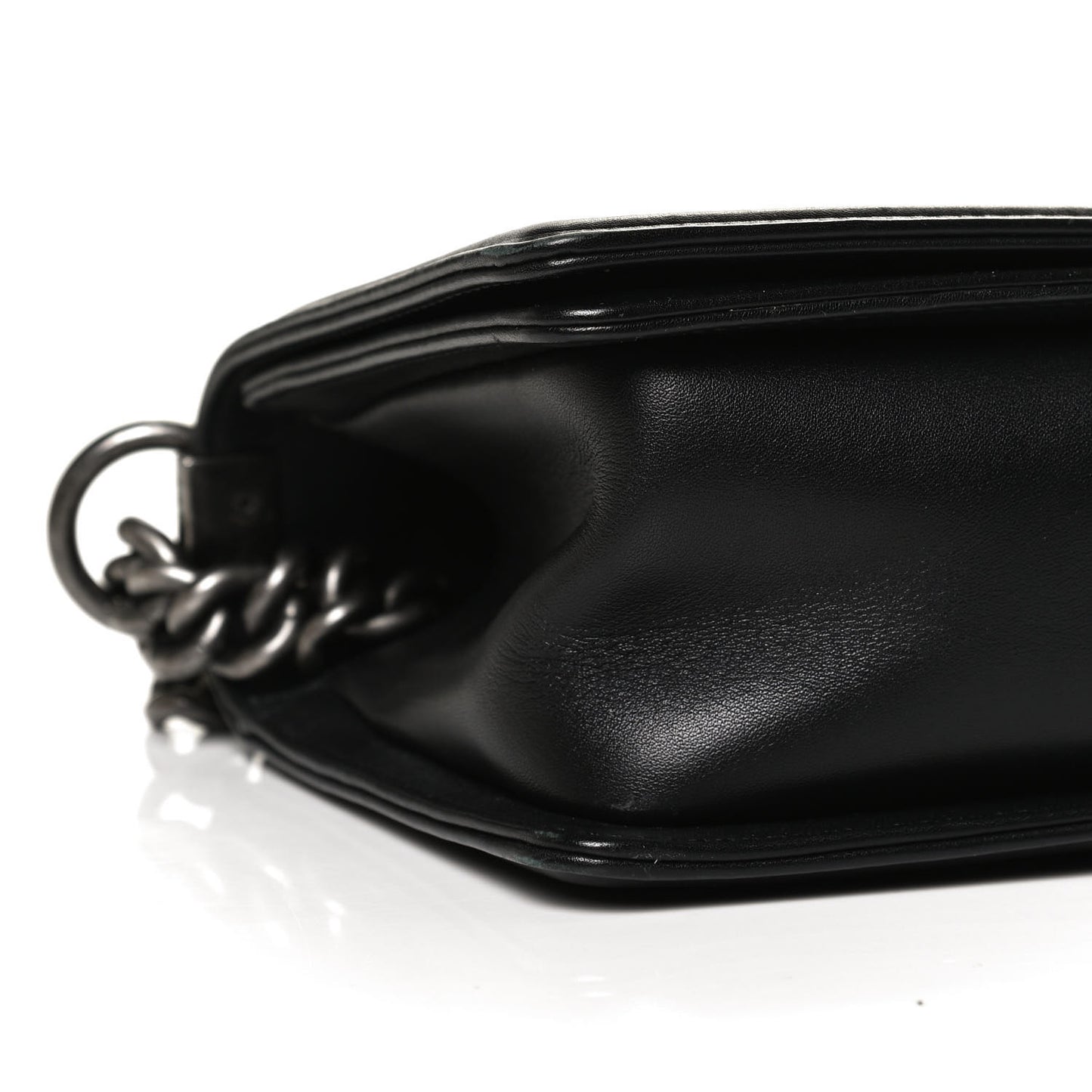 Calfskin Woven Medium Boy Flap Black White