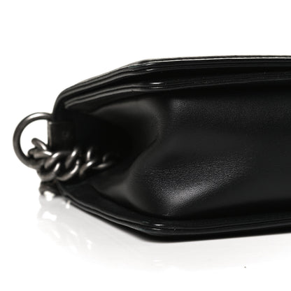 Chanel Calfskin Woven Medium Boy Flap Black White 9 of 11