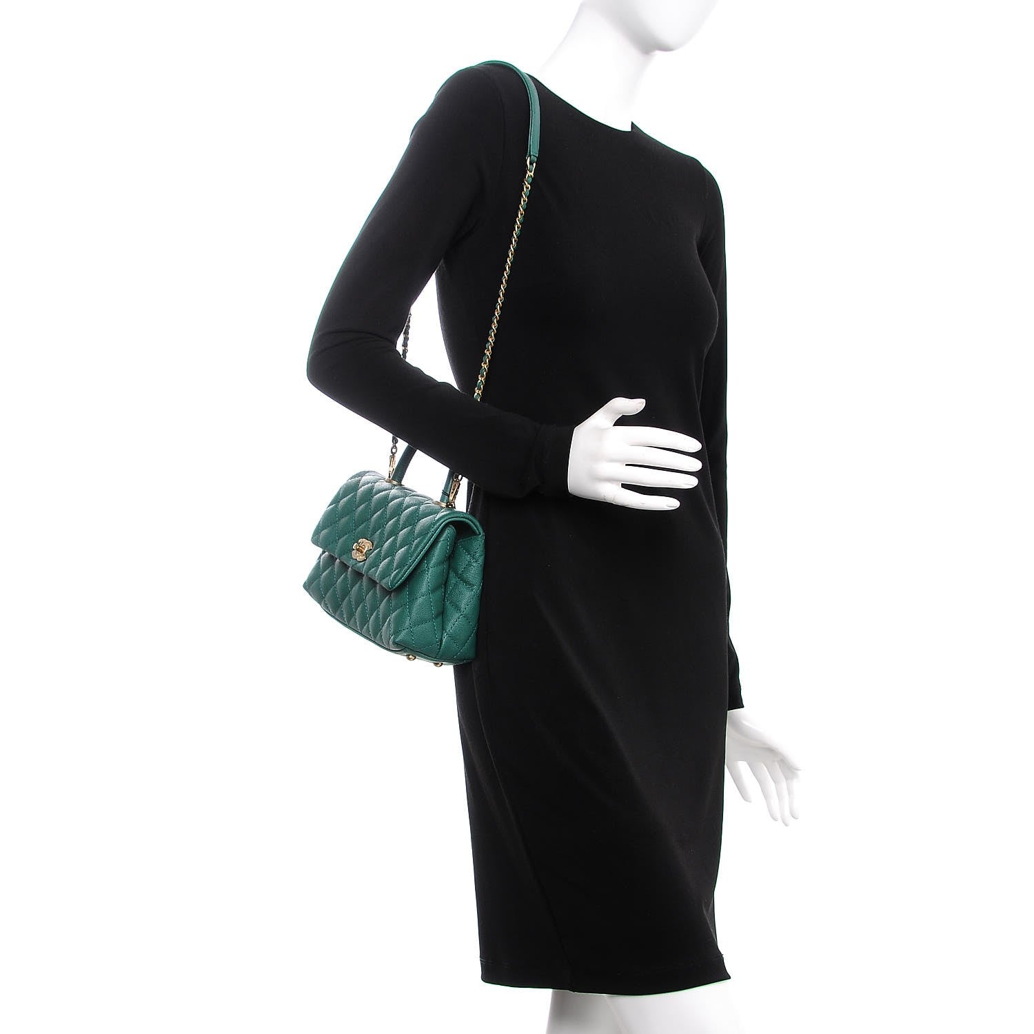 Chanel Caviar Quilted Mini Coco Handle Flap Green 3 of 11