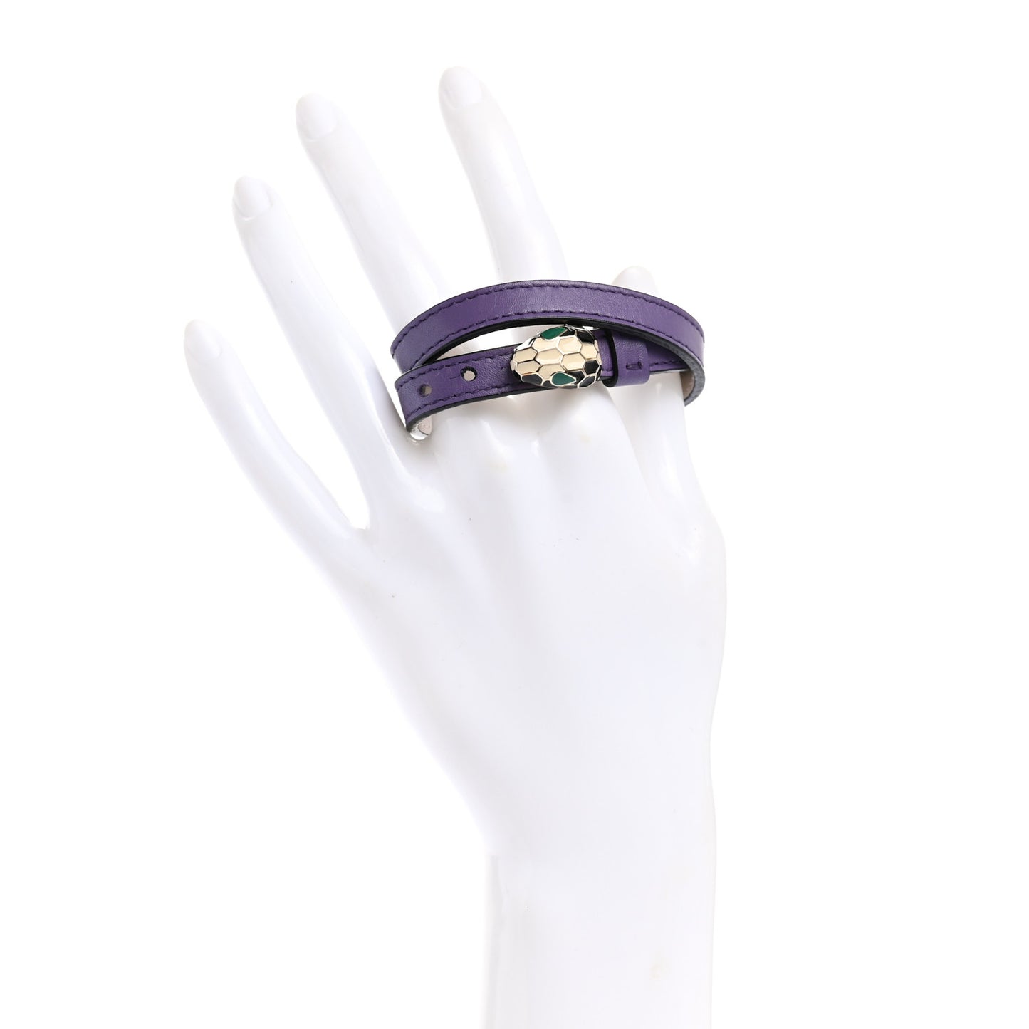 Calfskin Serpenti Forever Double Coil Bracelet Purple