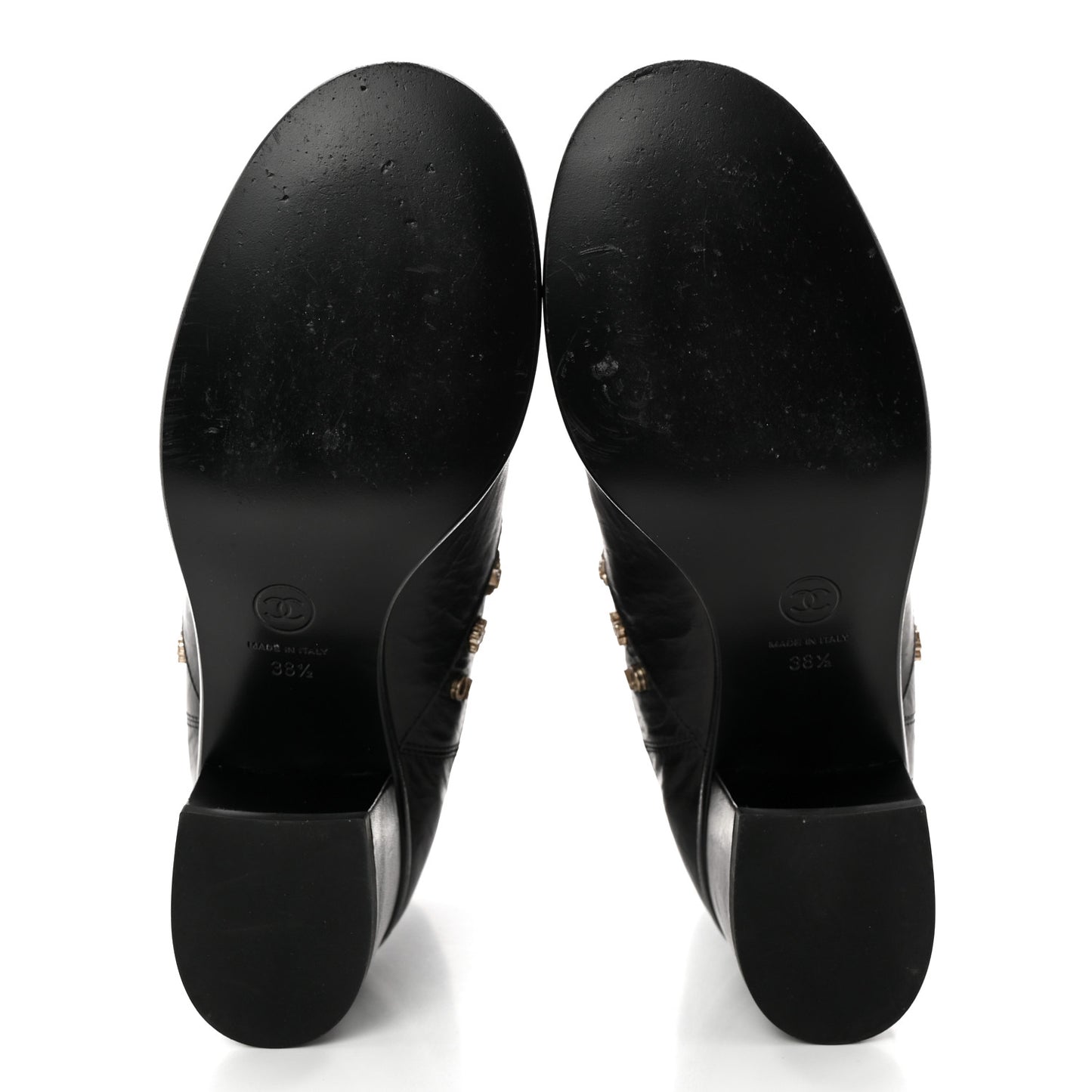 Tumbled Calfskin Short Boots 38.5 Black