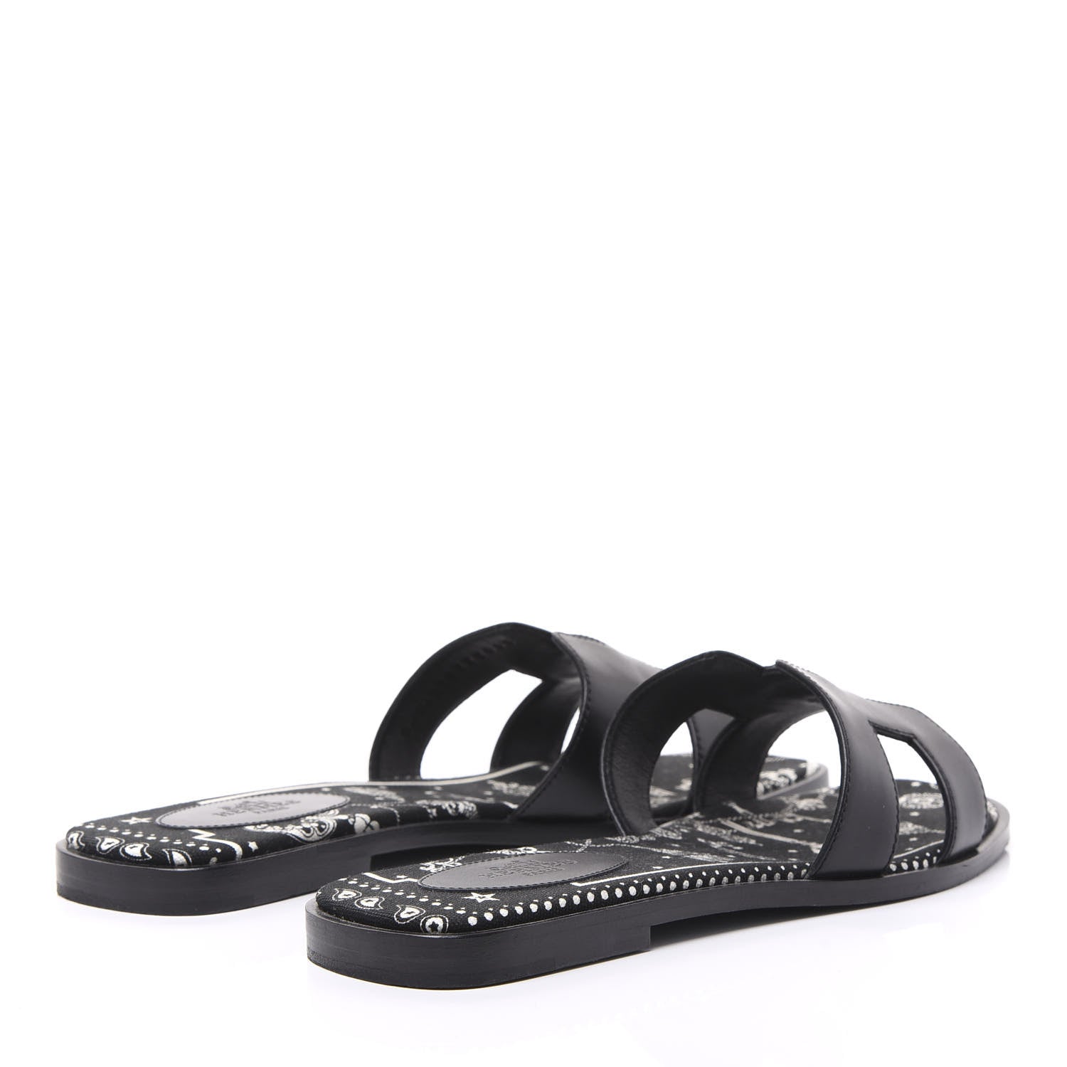 Hermes Box Calfskin Oran Sandals 38 Black 4 of 9