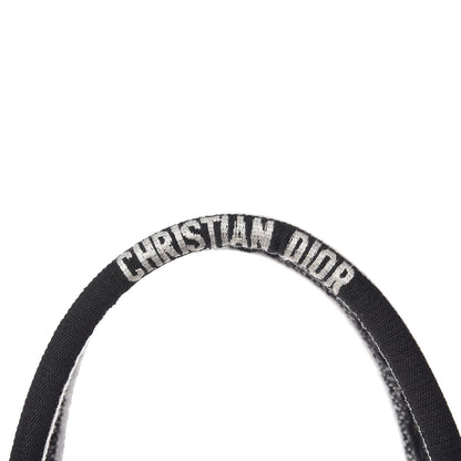 Christian Dior Canvas Embroidered Checkered Book Tote Black White 11 of 13