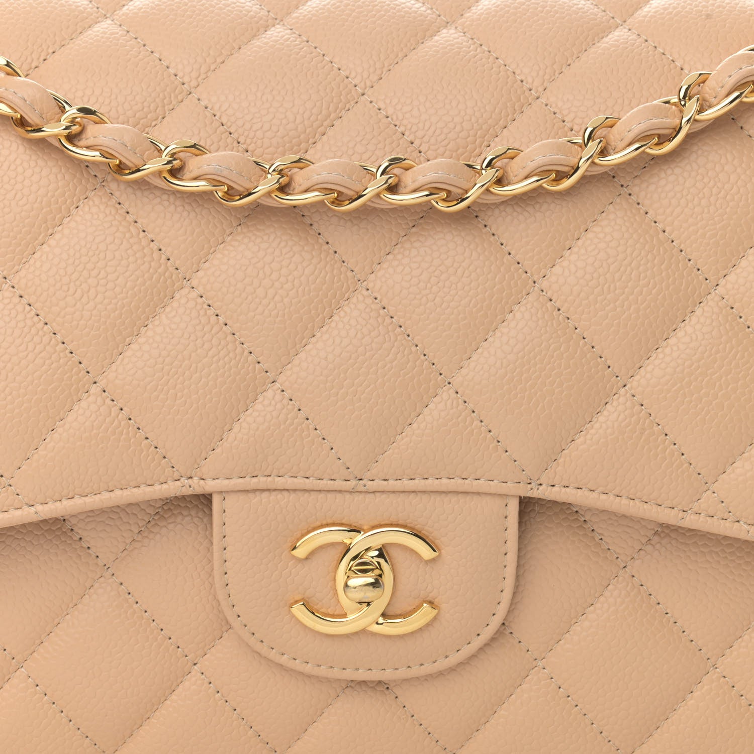 Chanel Caviar Quilted Jumbo Double Flap Beige Clair 8 of 12