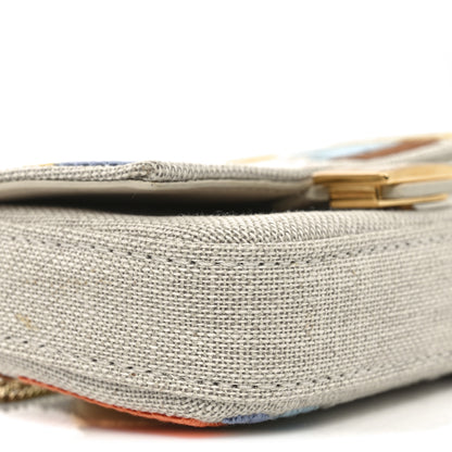 Fendi Kuban Canvas FF Embroidered Nano Baguette Charm Grezzo Multicolor 14 of 17