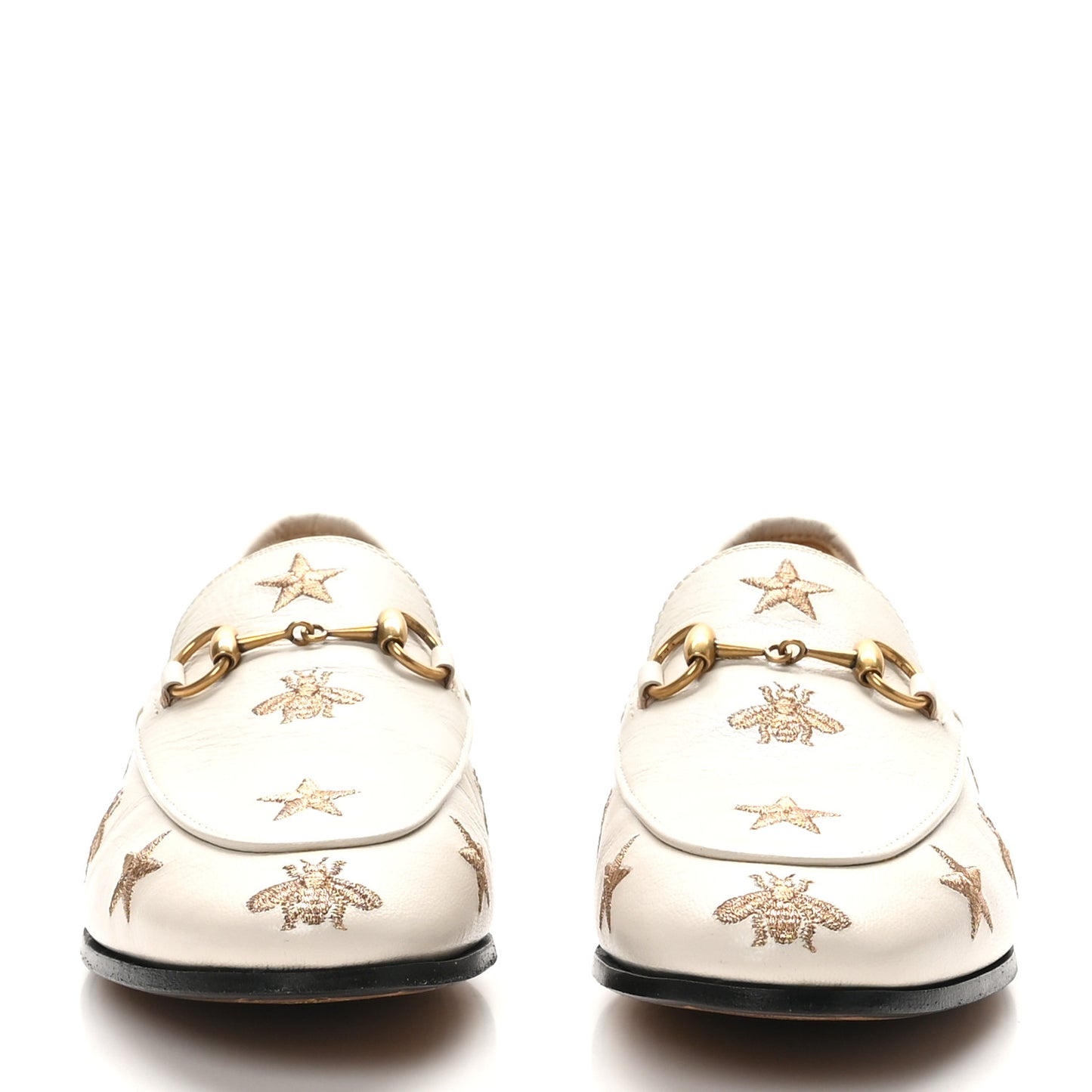 Goatskin Bee Star Embroidered Womens Jordaan Loafers 37.5 Mystic White