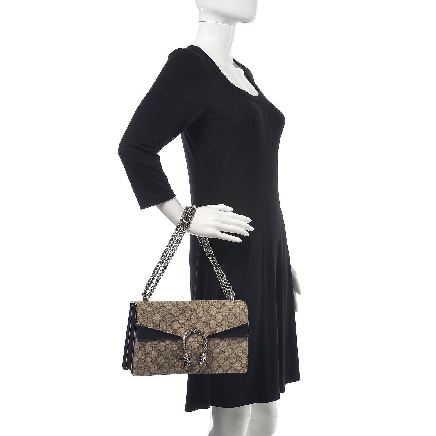 Gucci GG Supreme Monogram Small Dionysus Shoulder Bag Black 2 of 10