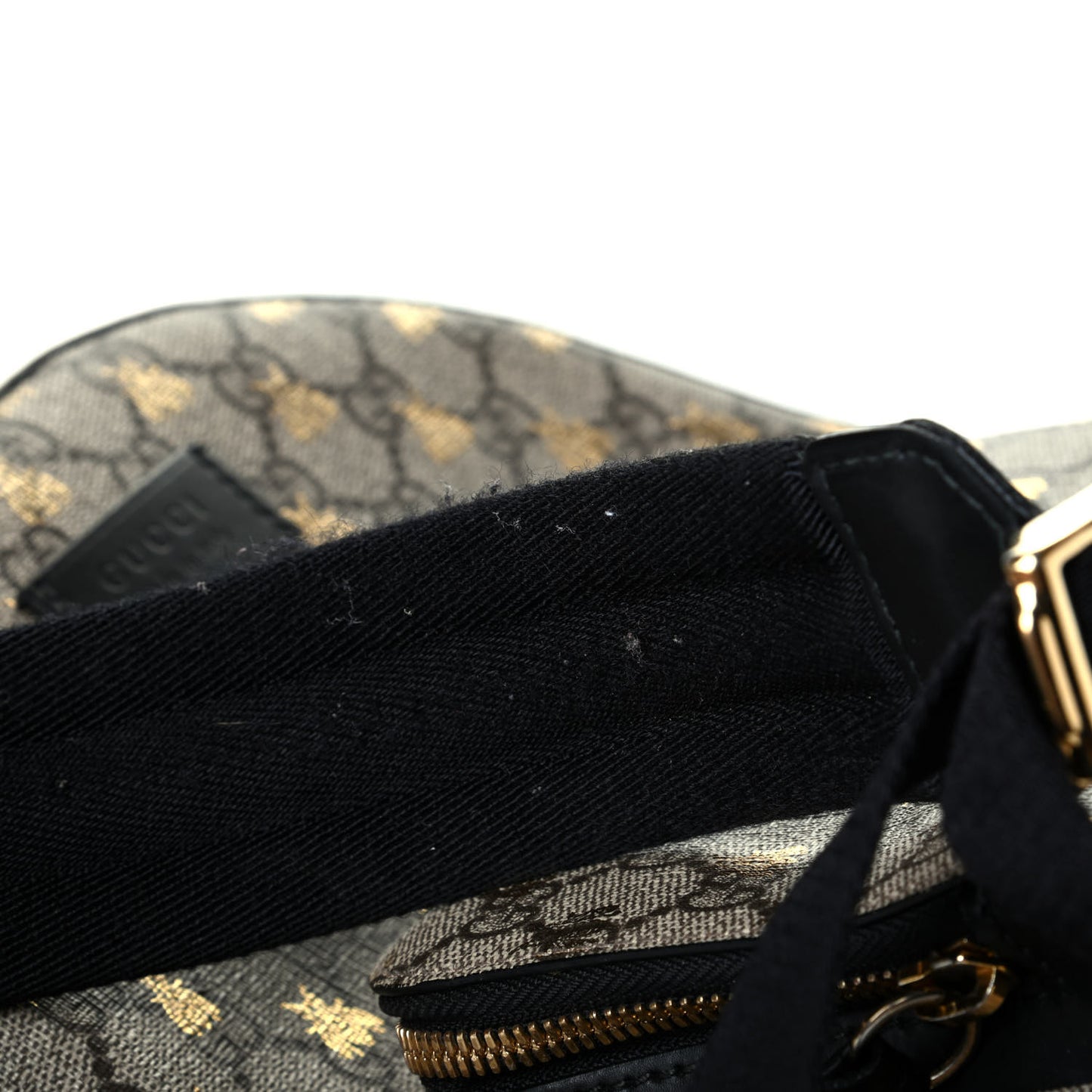 GG Supreme Monogram Bees Print Small Day Backpack Beige Oro Black