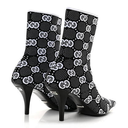 Gucci Technical Jersey Knit GG Monogram Square G 75mm Ankle Boots 38 Black Great White 5 of 9
