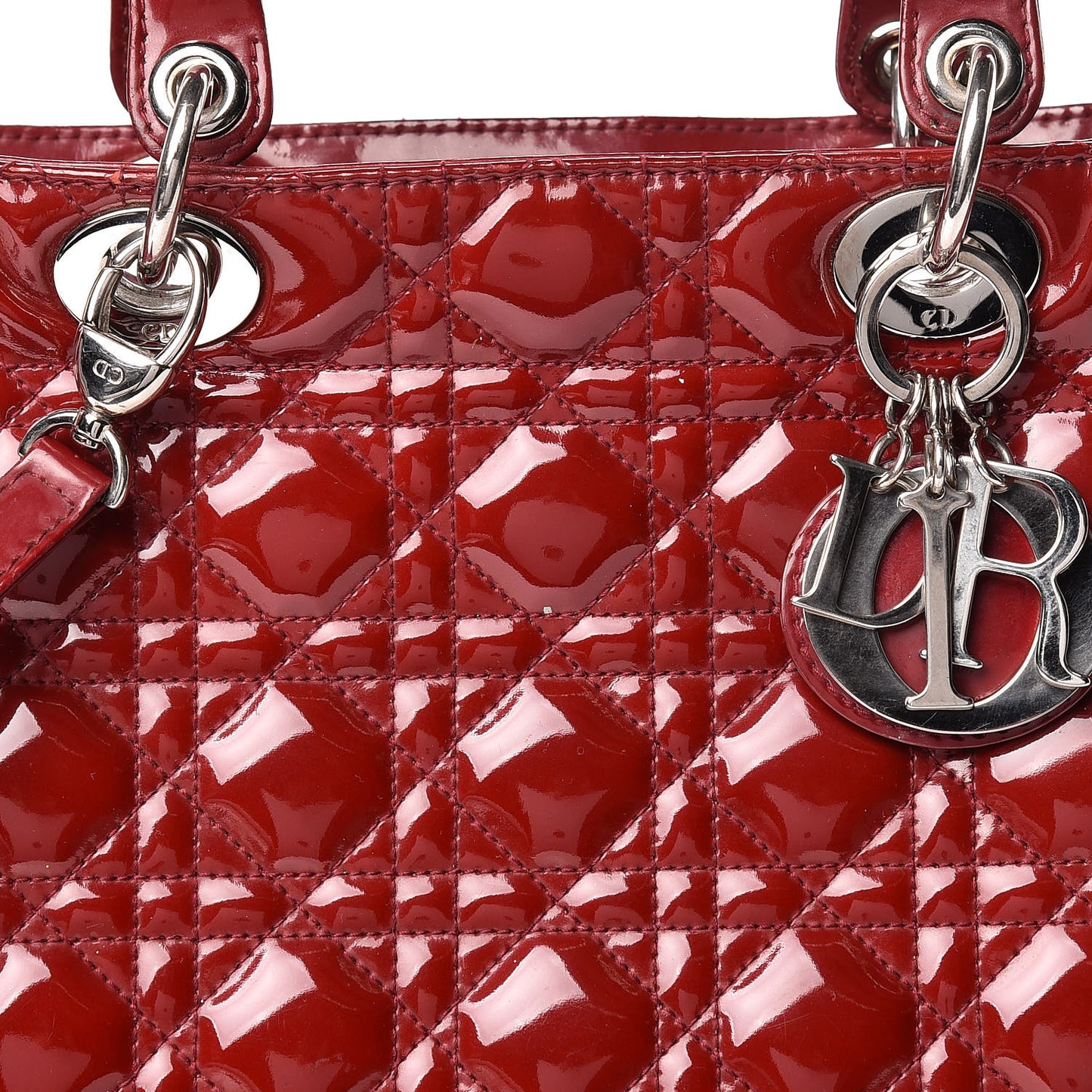 Patent Cannage Large Lady Dior Red