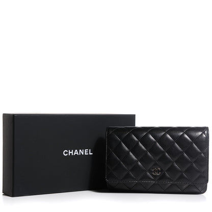 Chanel Lambskin Quilted Wallet On Chain WOC Black 5 of 8