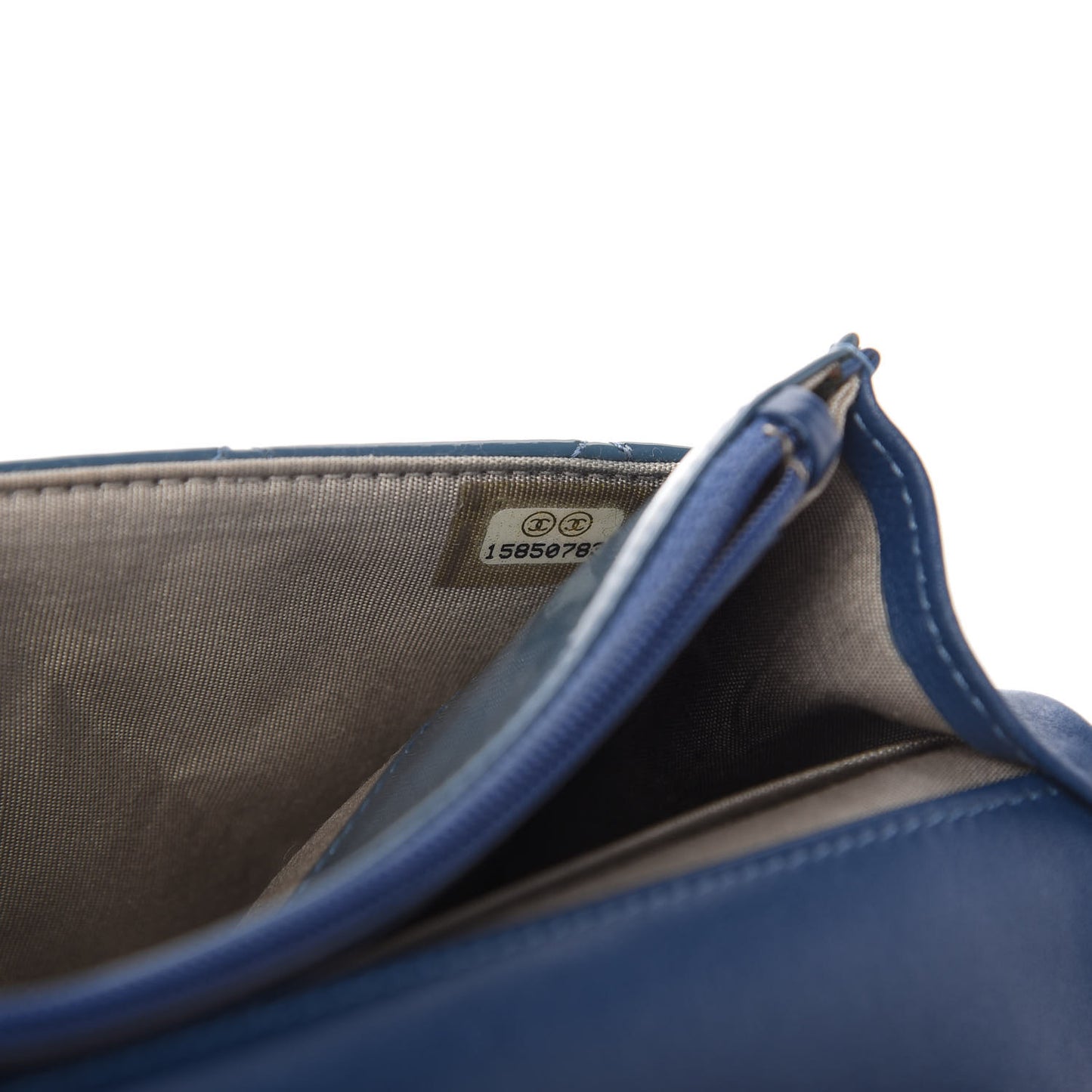 Patent Quilted Brilliant Wallet On Chain WOC Blue