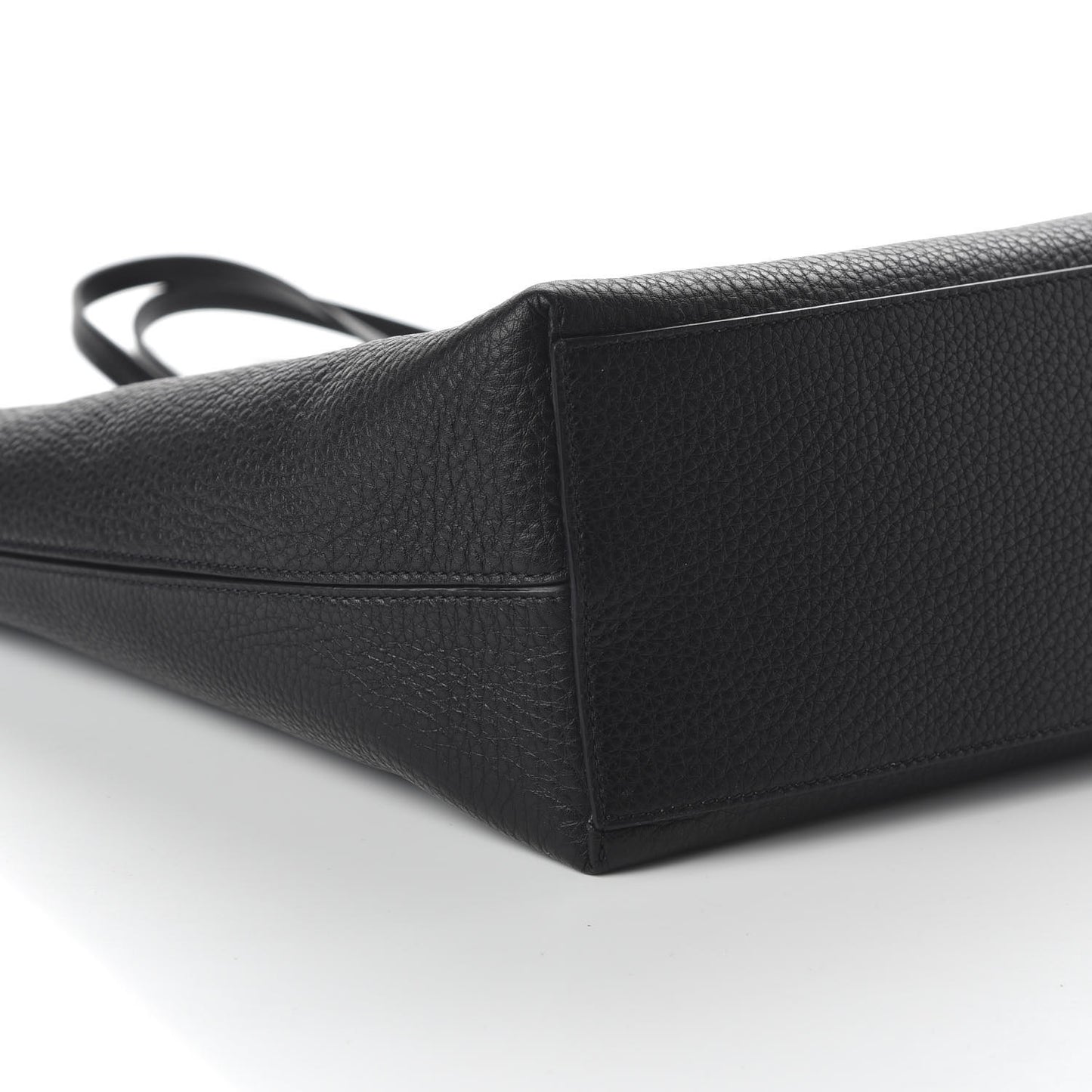 Grained Calfskin Rockstud Shoulder Tote Black