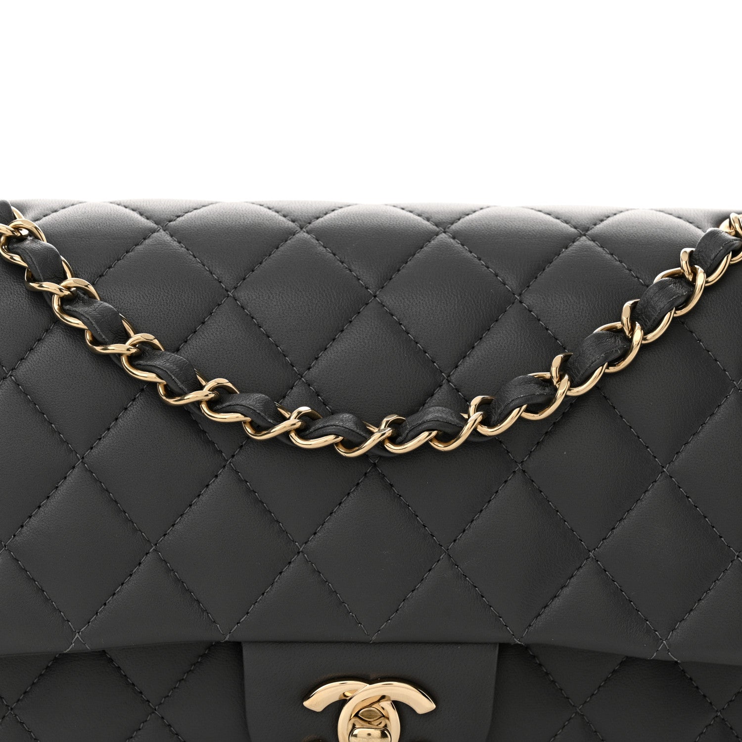 Chanel Lambskin Quilted Medium Double Flap Dark Grey 8 of 12