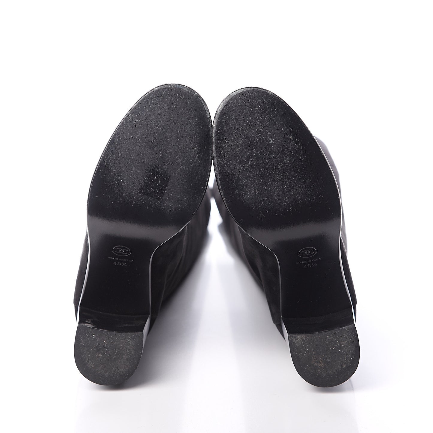 Suede Calfskin CC Over The Knee Boots 40.5 Black