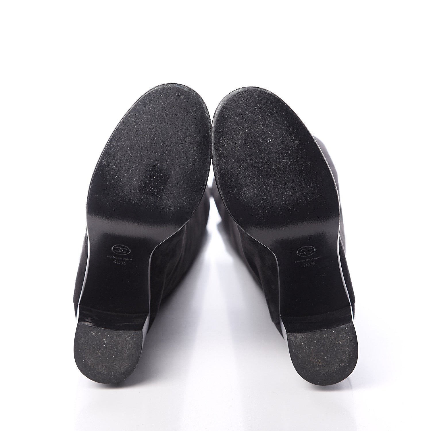 Chanel Suede Calfskin CC Over The Knee Boots 40.5 Black 5 of 6