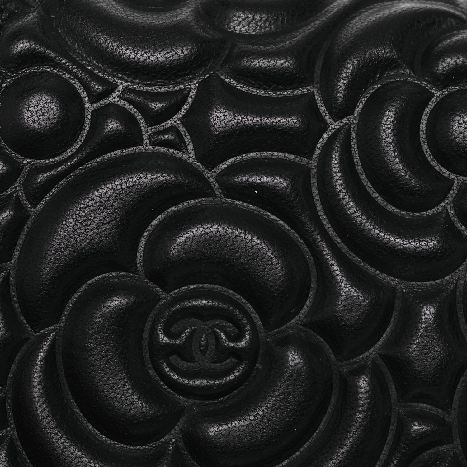 Chanel Lambskin Camellia Embossed Wallet On Chain WOC Black 9 of 16
