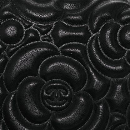 Chanel Lambskin Camellia Embossed Wallet On Chain WOC Black 9 of 16