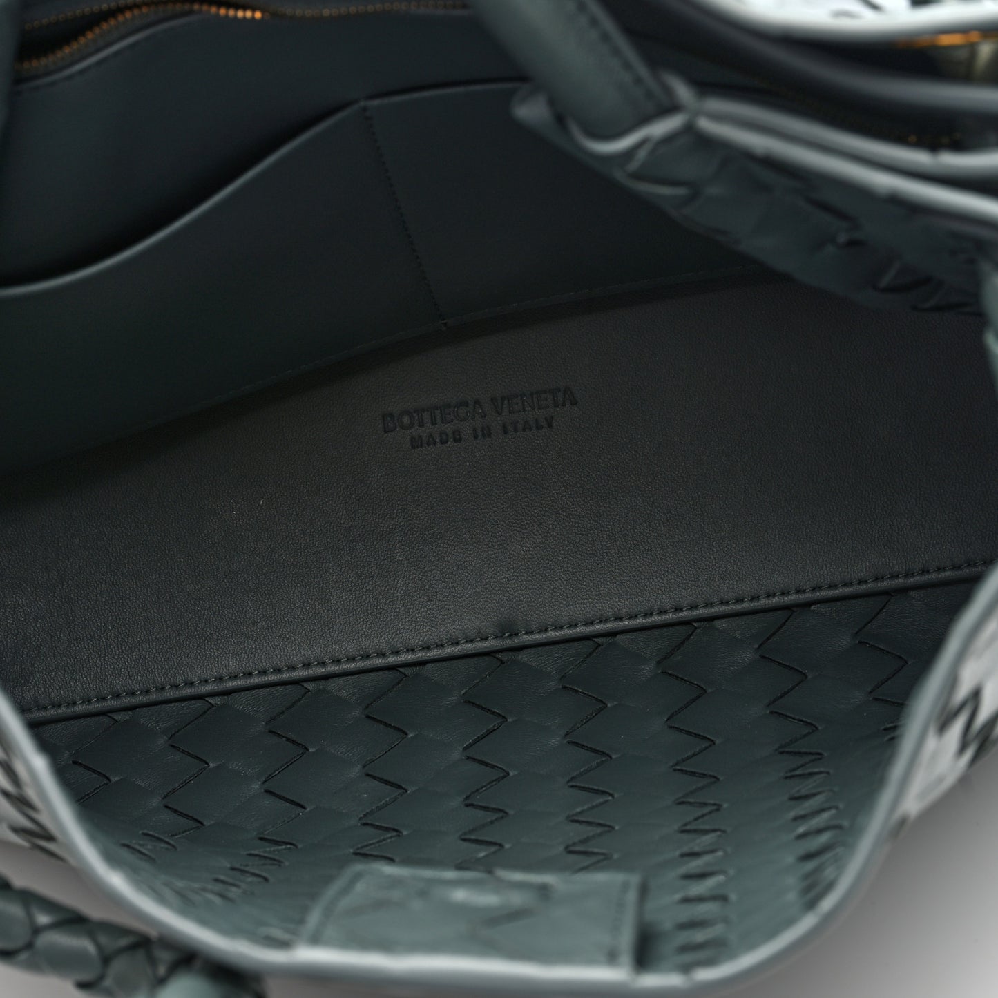 Nappa Intrecciato Medium Andiamo Shoulder Bag Slate