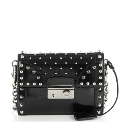 Prada Spazzolato Studded Mini Crossbody Bag Nero Black 1 of 6