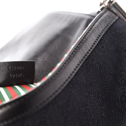Gucci Denim Monogram Britt Tassel Shoulder Bag Black 9 of 10