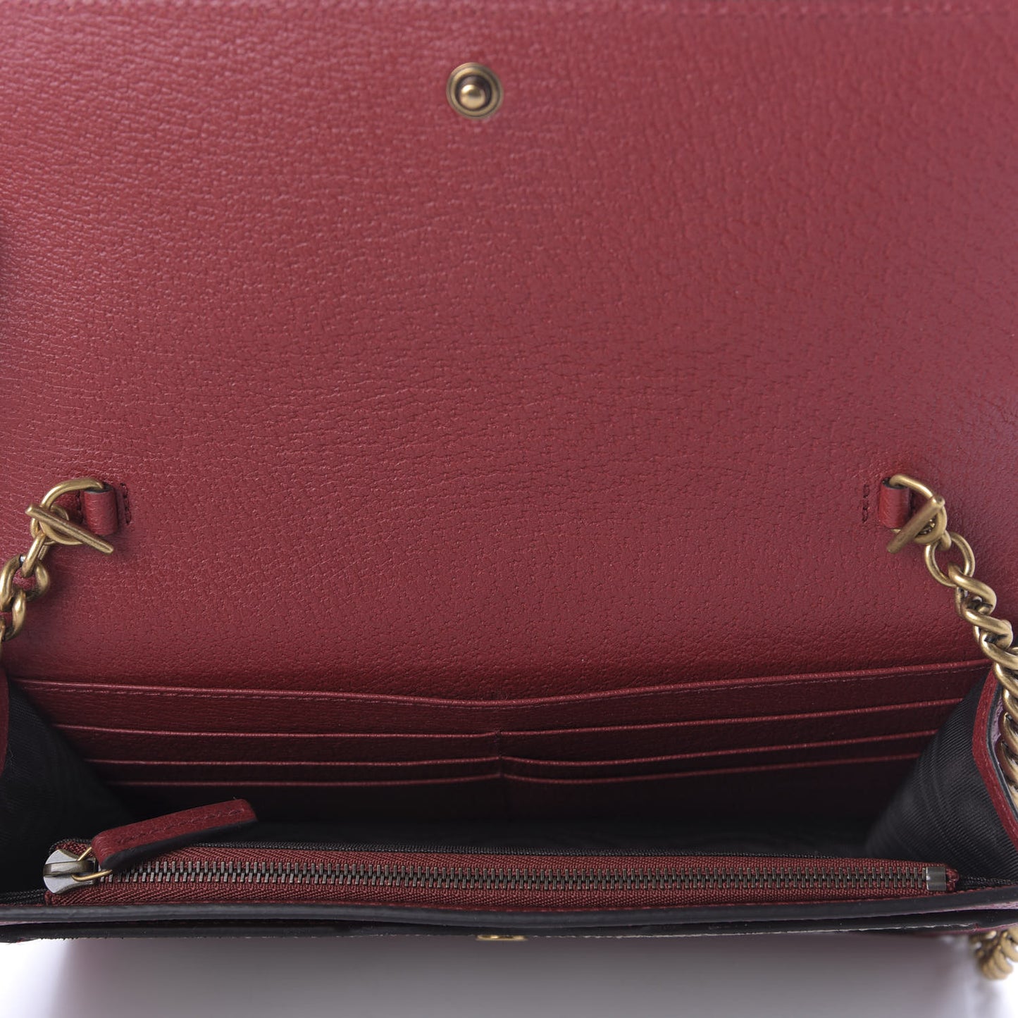 GG Supreme Monogram Web Queen Margaret Chain Wallet Red