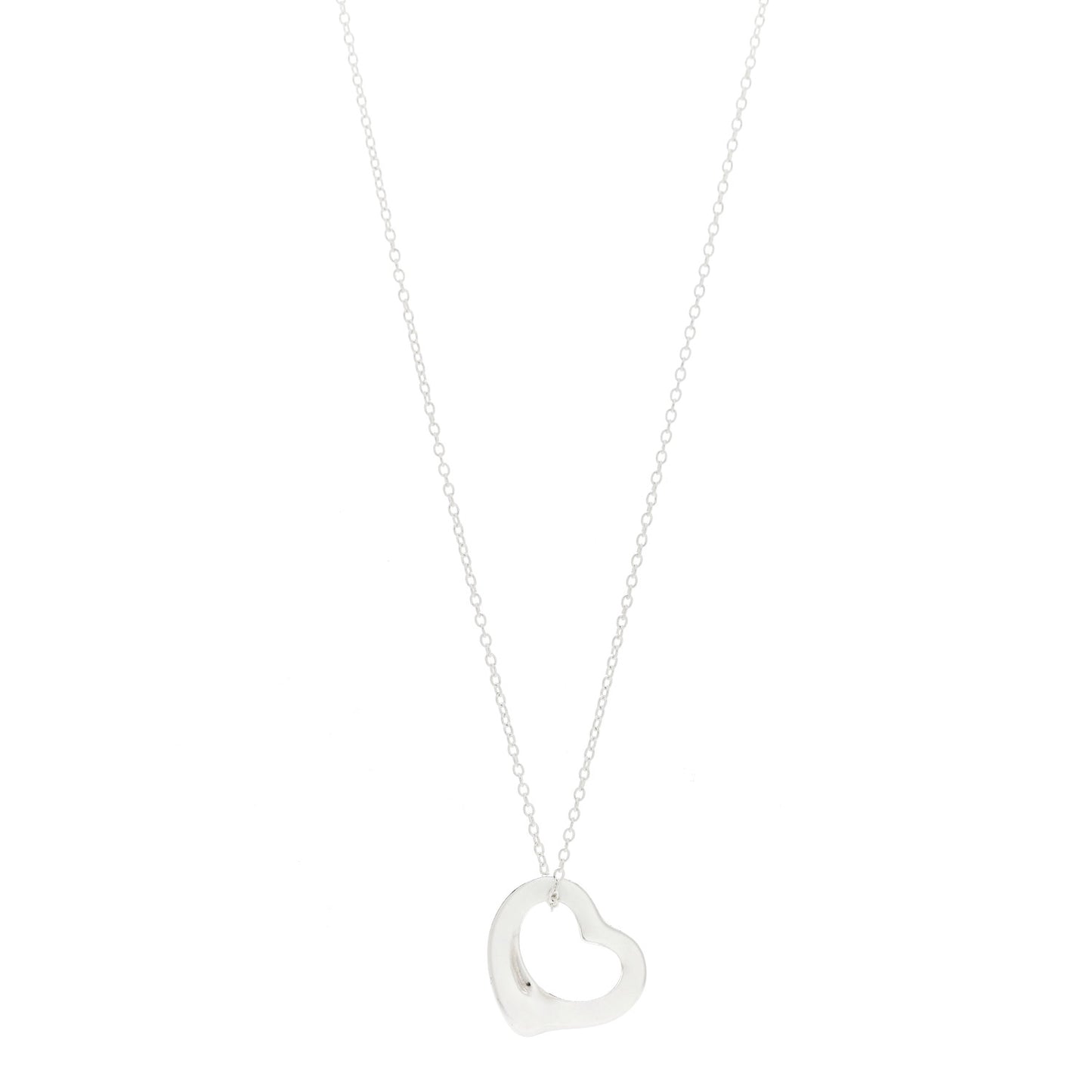Sterling Silver 16mm Elsa Peretti Open Heart Pendant Necklace