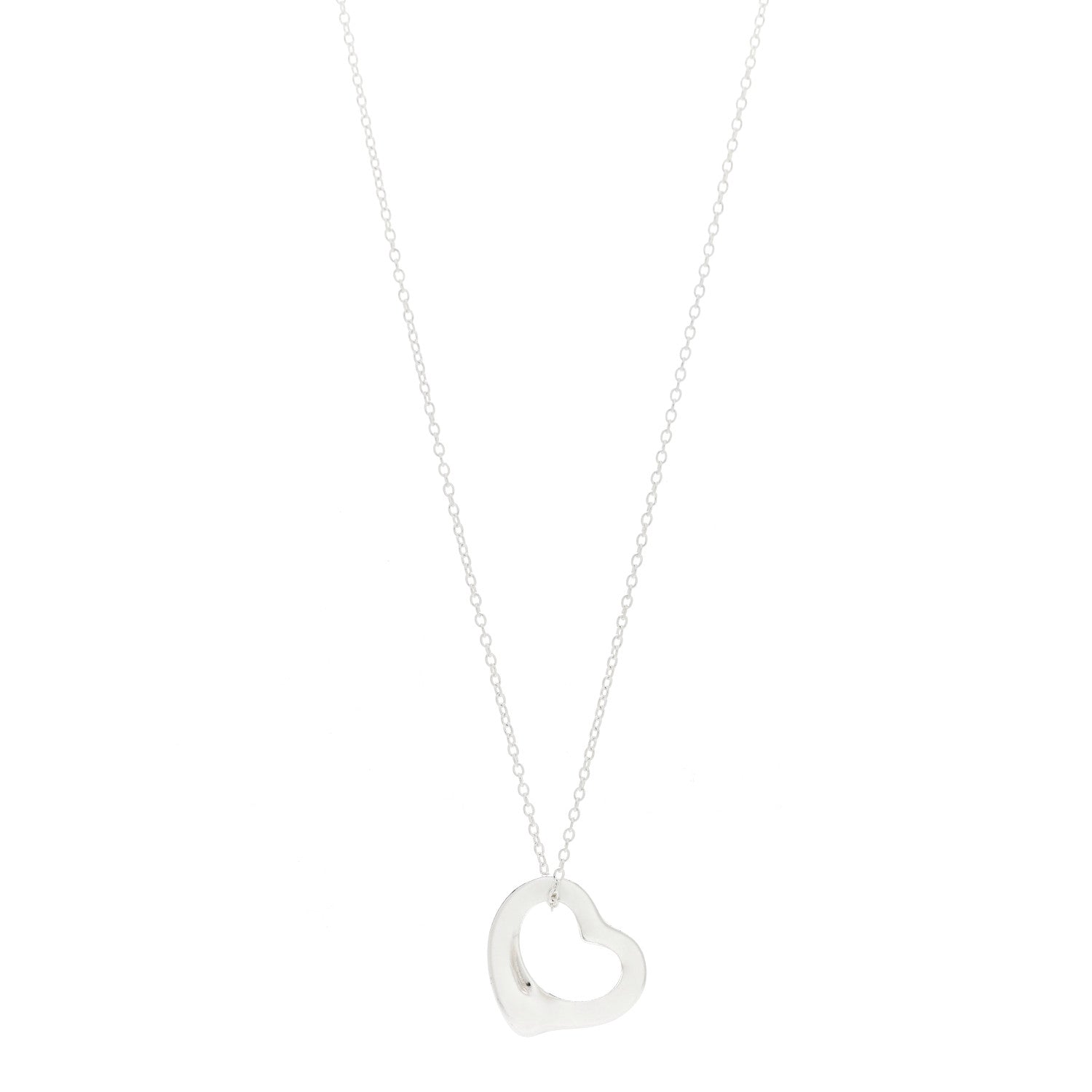 Tiffany Sterling Silver 16mm Elsa Peretti Open Heart Pendant Necklace 1 of 5