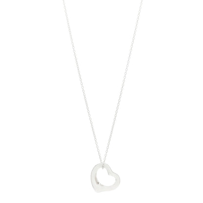 Tiffany Sterling Silver 16mm Elsa Peretti Open Heart Pendant Necklace 1 of 5