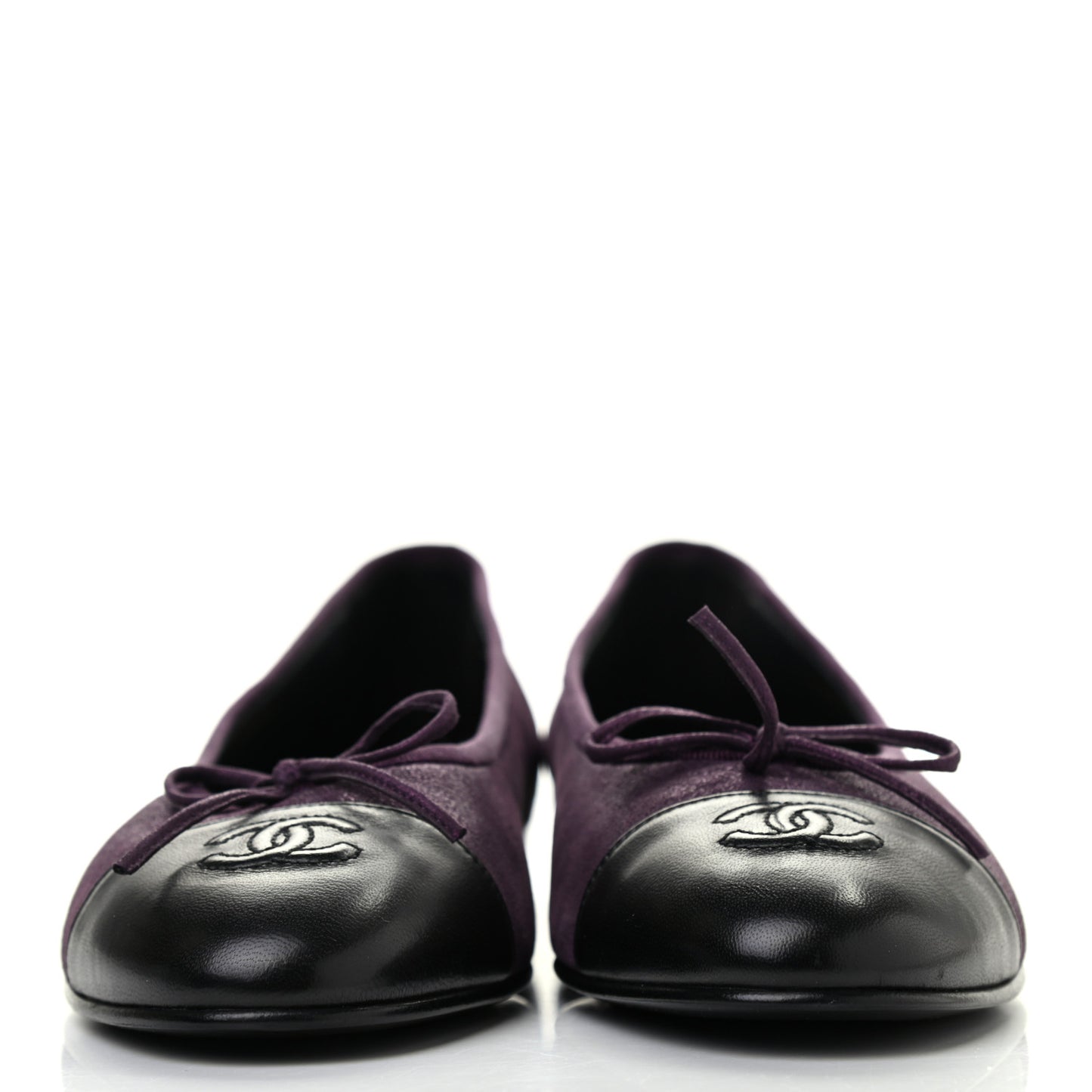 Metallic Lambskin Cap Toe CC Ballerina Flats 41 Dark Plum